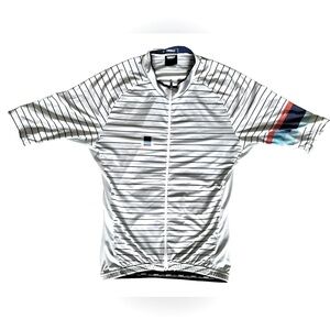 Ornot Men’s Shirt Size Medium Gray Striped Full Zip Sportswear Cycling Jersey